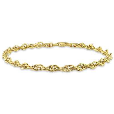 Ladies' 3.7mm Singapore Bracelet in 18k Yellow Gold Plated Sterling Silver 7.5"