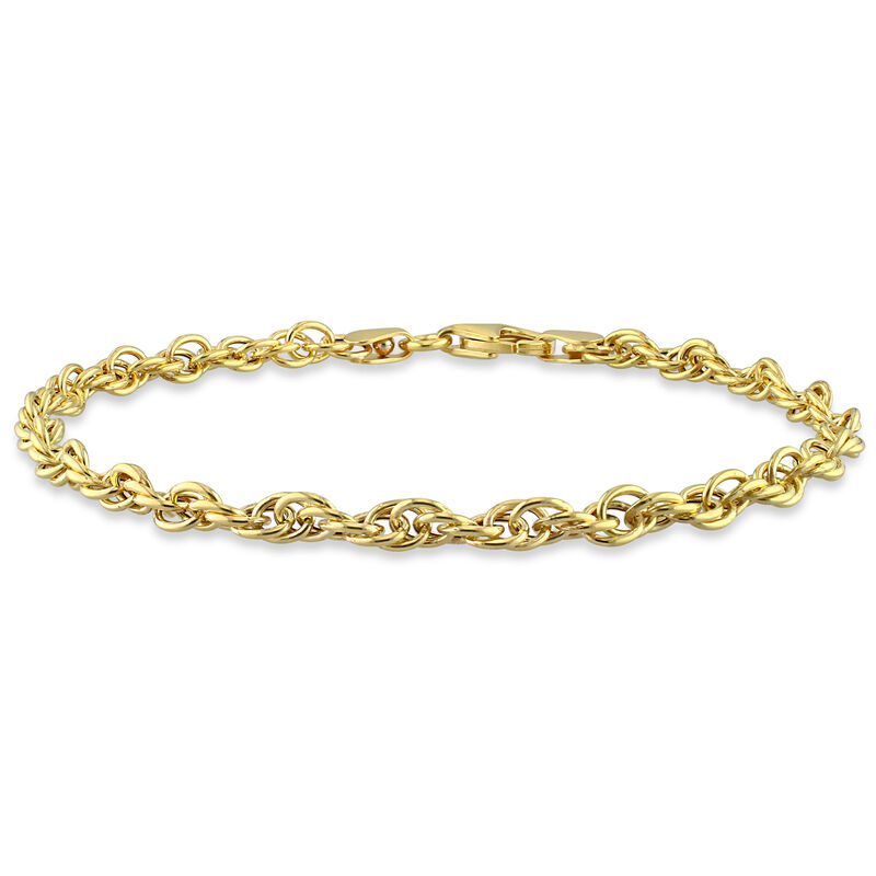 Ladies' 3.7mm Singapore Bracelet in 18k Yellow Gold Plated Sterling Silver 7.5" image number null