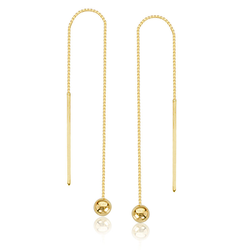 Smaller Ball Dangle Threaded Dangle Earrings in 14k Yellow Gold image number null