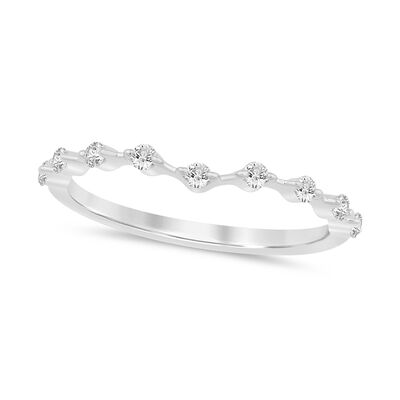 Lab Grown Brilliant-Cut 1/5ctw. Diamond Distance Contour Stackable Ring in 10k White Gold