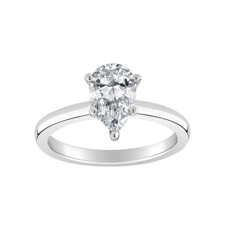 Pear-Shaped Lab Grown 1 3/4ct. FG VS Diamond Ribbon Halo Solitaire Engagement Ring in 14k White Gold image number null