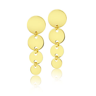 Disc Dangle Earrings in 14K Yellow Gold