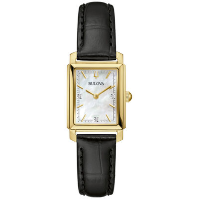 Bulova Ladies' Gold Plated Stainless Steel Quadra Diamond Watch 97P166