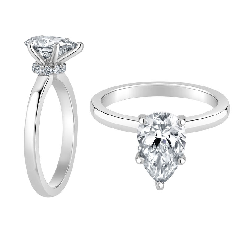 Pear-Shaped Lab Grown 1 1/4ct. FG VS Diamond Ribbon Halo Solitaire Engagement Ring in 14k White Gold image number null