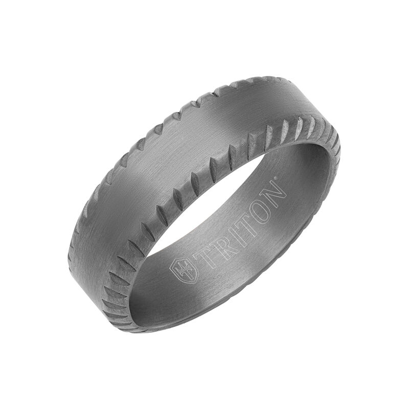 Triton Men's 7mm Tantalum Band with Beveled Edge & Milgrain Finish image number null