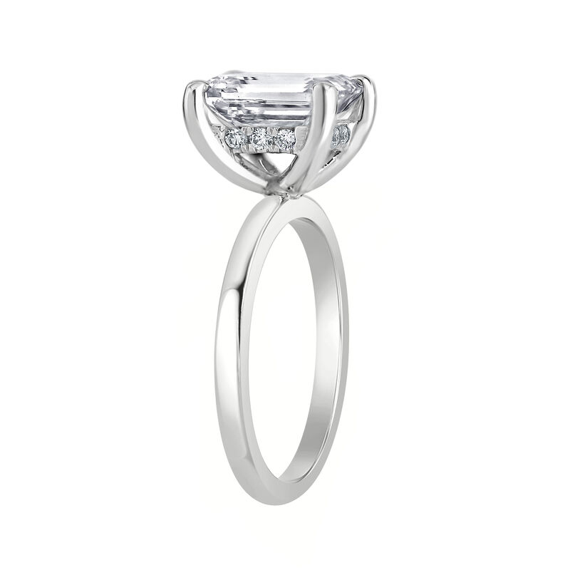 Emerald-Cut Lab Grown 2ct. FG VS Diamond Hidden Halo Solitaire Engagement Ring in 14k White Gold image number null