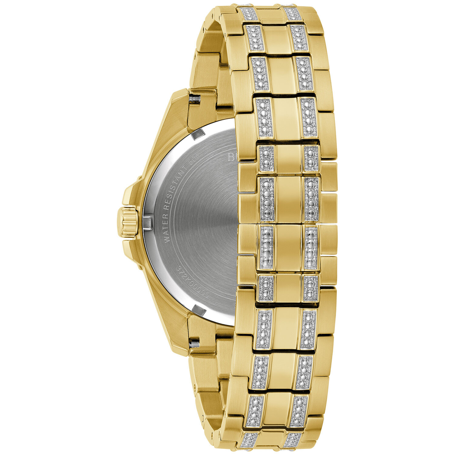 Bulova men's gold sale crystal watch