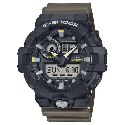 G-Shock men's Icon Utility Black Resin & Dial Green Strap 45mm Watch GA710TU-1A3