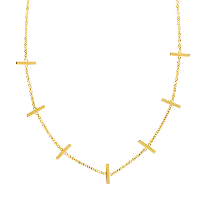 Bar Station Necklace in 14k Yellow Gold image number null