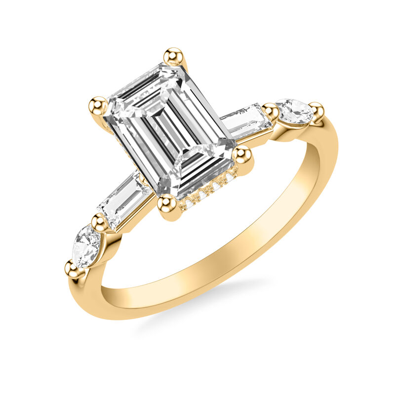 Morgan. ArtCarved Emerald-Cut Engagement Ring Setting in 14k Yellow Gold image number null