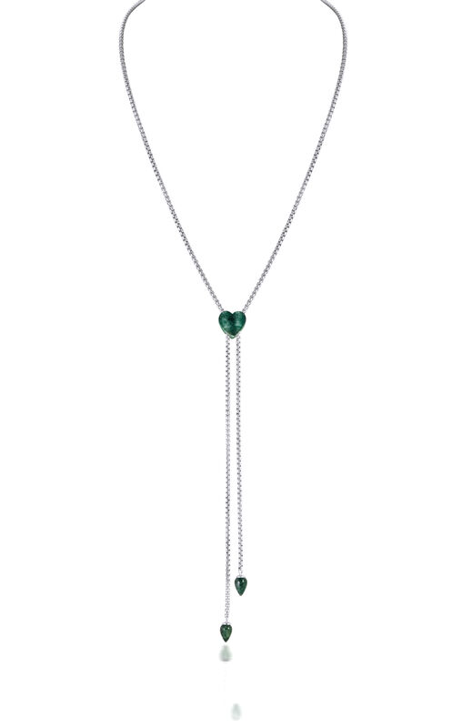 Green Aventurine Adjustable Necklace in Sterling Silver image number null