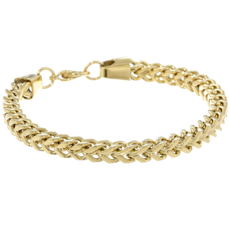 Men's Stainless Steel Foxtail Gold Ion-Plate Link Bracelet image number null