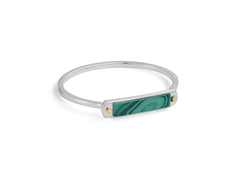 Malachite Small ID Cuff Bracelet in Sterling Silver image number null