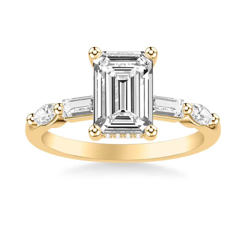 Morgan. ArtCarved Emerald-Cut Engagement Ring Setting in 14k Yellow Gold image number null