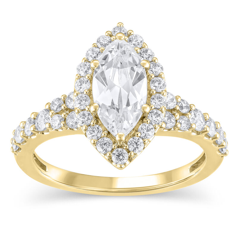 Marquise & Brilliant-Cut Lab Grown 1 3/4ctw. Diamond Halo Split Shank Engagement Ring in 14k Yellow Gold image number null