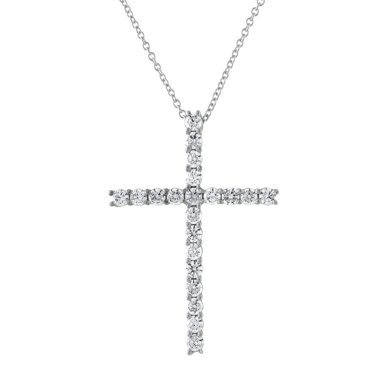 Diamond 1ctw Cross Pendant in 14k White Gold image number null