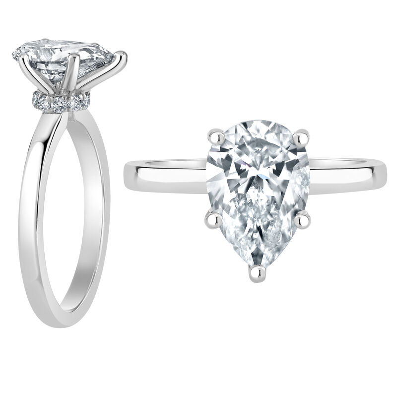 Pear-Shaped Lab Grown 1 3/4ct. FG VS Diamond Ribbon Halo Solitaire Engagement Ring in 14k White Gold image number null