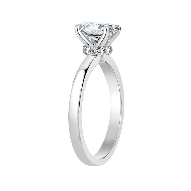 Oval-Cut Lab Grown 1 1/2ct. FG VS Diamond Ribbon Halo Solitaire Engagement Ring in 14k White Gold image number null