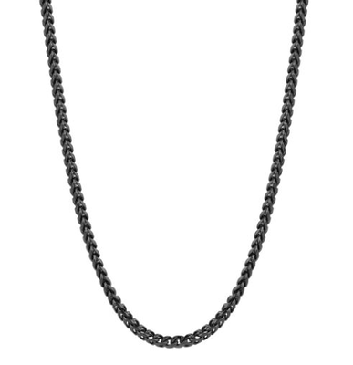 Men's 22" 3.5mm Round Franco Chain in Black IP Stainless Steel