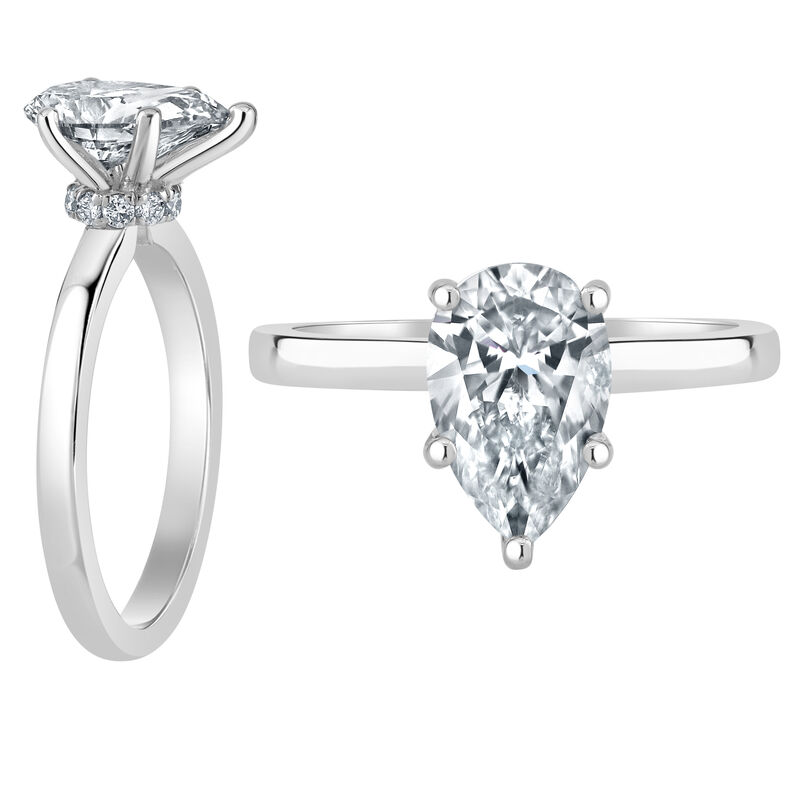 Pear-Shaped Lab Grown 1 1/2ct. FG VS Diamond Ribbon Halo Solitaire Engagement Ring in 14k White Gold image number null