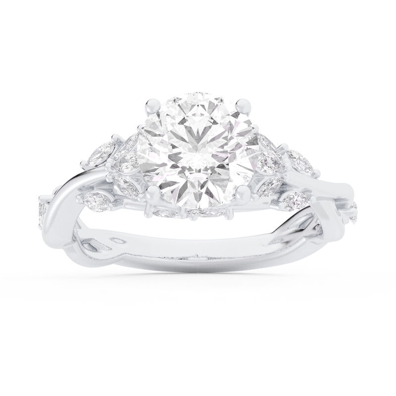 Brilliant-Cut Lab Grown 2 1/2ctw. Diamond with Marquise & Brilliant-Cut Accents Engagement Ring in 14k White Gold image number null