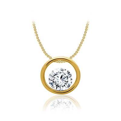 Brilliant-Cut Lab Grown 1/4ct. Diamond FG VS Floating Pendant in 10k Yellow Gold