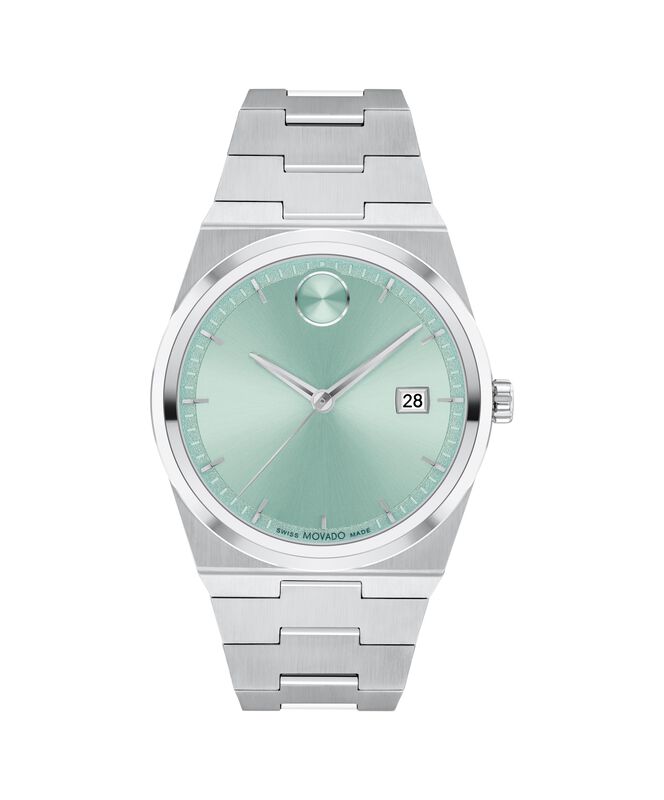 Movado Bold Quest Men's Stainless Steel Seafoam Blue Dial Bracelet 40mm Watch 3601243 image number null