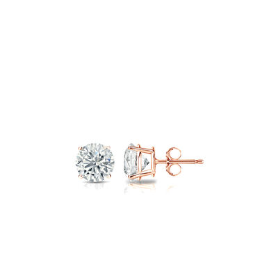 Diamond 1/10ctw. Round Solitaire Stud Earrings (I-J, VS2) 14k Rose Gold