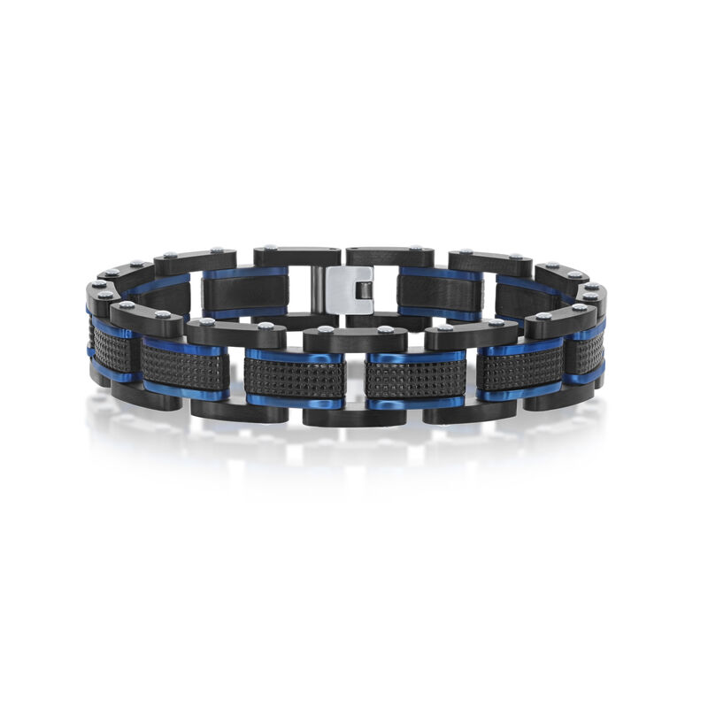 Men's Bracelet Stainless Steel/Blue Ion Plating 9