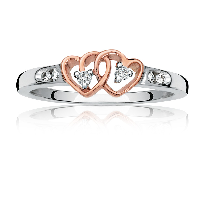 Diamond accent heart promise ring sale in 10k rose gold