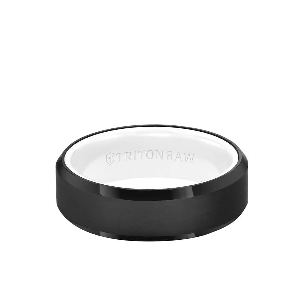 Triton トリトン メンズリング指輪グレー 6MM Tungsten RAW Black DLC