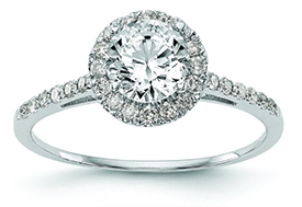 Lab Grown 1ctw. Diamond Halo Engagement Ring in 14k White Gold