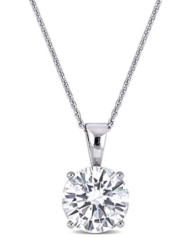 Created Moissanite Solitaire Pendant in 14k White Gold