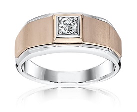 Men's 1/4ct. Diamond Solitaire Ring in 10k White & Rose Gold