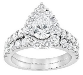 Paige. Lab Grown 3ctw. Diamond Halo Bridal Set in 14k White Gold