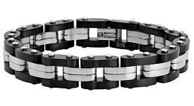 Men's Stainless Steel Black Ion-Plate and Screws Bracelet