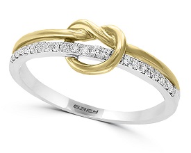 EFFY Love Knot Diamond Fashion Ring in 14k White & Yellow Gold