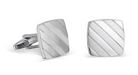 Satin Silvertone Cufflinks in Stainless Steel