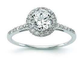 Lab Grown 1ctw. Diamond Halo Engagement Ring in 14k White Gold