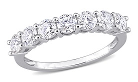 Created Moissanite 1ctw. Semi-Eternity Band in Sterling Silver