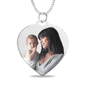 Medium Heart Photo Pendant in 10k White Gold