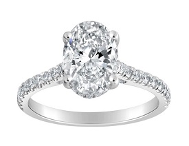 Oval-Cut Lab Grown 2 3/8ctw. Diamond Hidden Halo Cathedral Engagement Ring in 14k White Gold