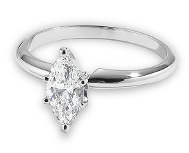 Marquise-Cut 5/8ct. Diamond Solitaire Engagement Ring, 14k White Gold