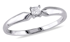 Princess-Cut 1/10ct Solitaire Engagement Ring in Sterling Silver