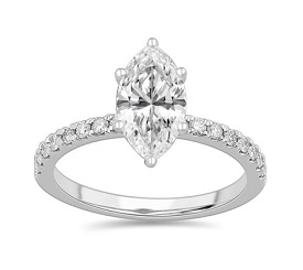 Marquise-Cut Lab Grown 1 3/4ctw. Diamond Classic Engagement Ring in 14k White Gold