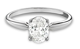 Lab Grown 1ct. Diamond Oval Solitaire Engagement Ring in 14k White Gold